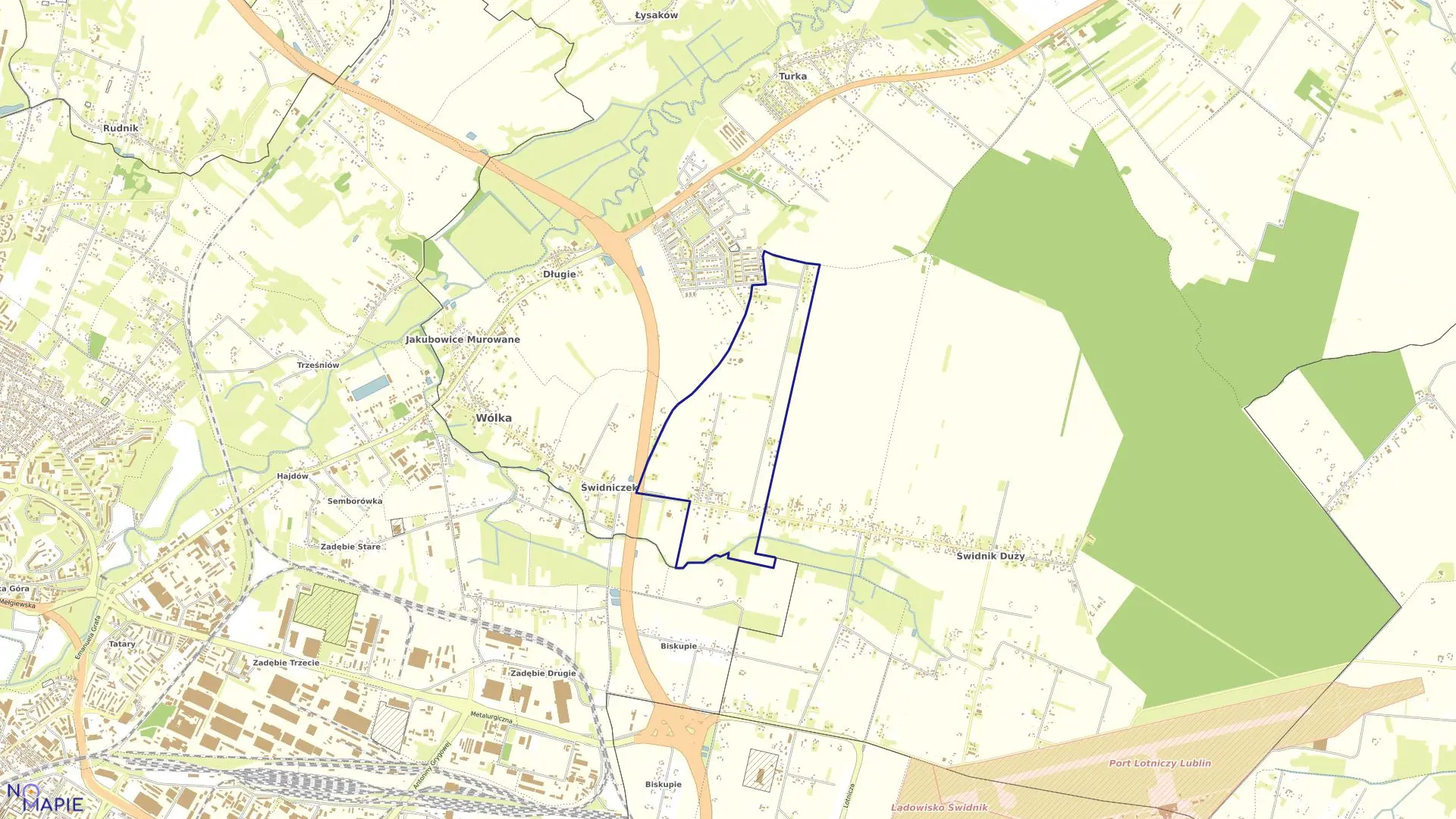 Mapa obrębu BISKUPIE KOLONIA w gminie Wólka