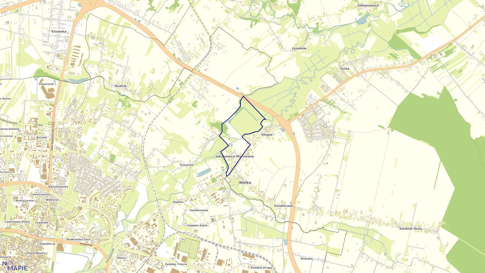 Mapa obrębu JAKUBOWICE MUROWANE w gminie Wólka