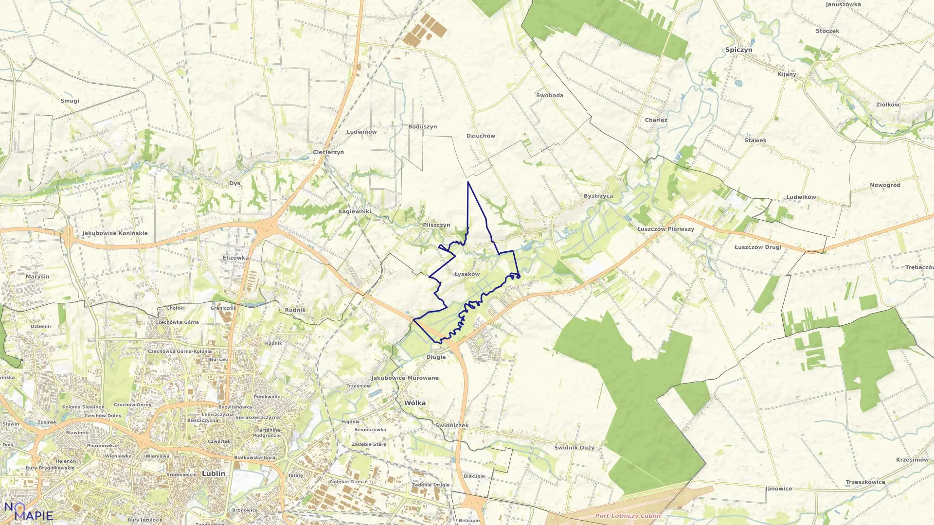 Mapa obrębu ŁYSAKÓW w gminie Wólka