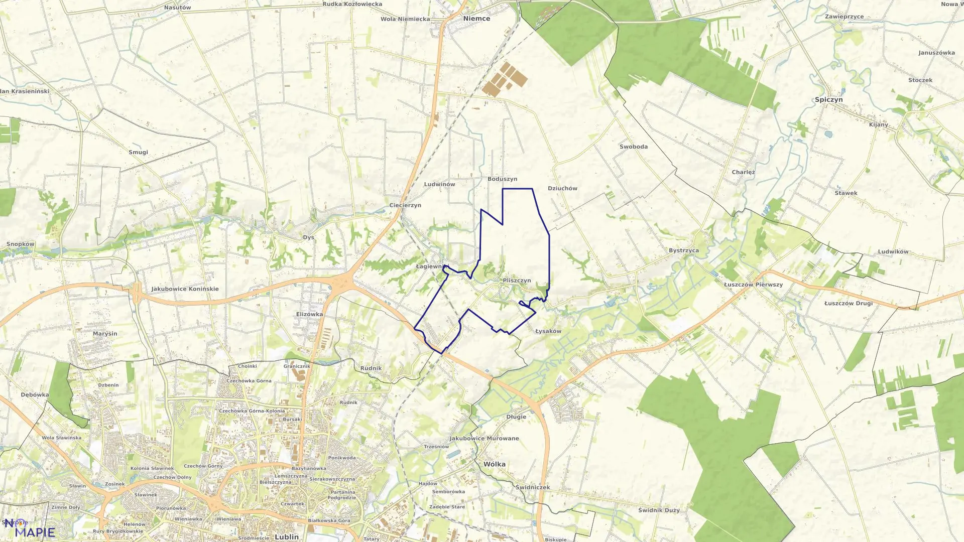 Mapa obrębu PLISZCZYN w gminie Wólka