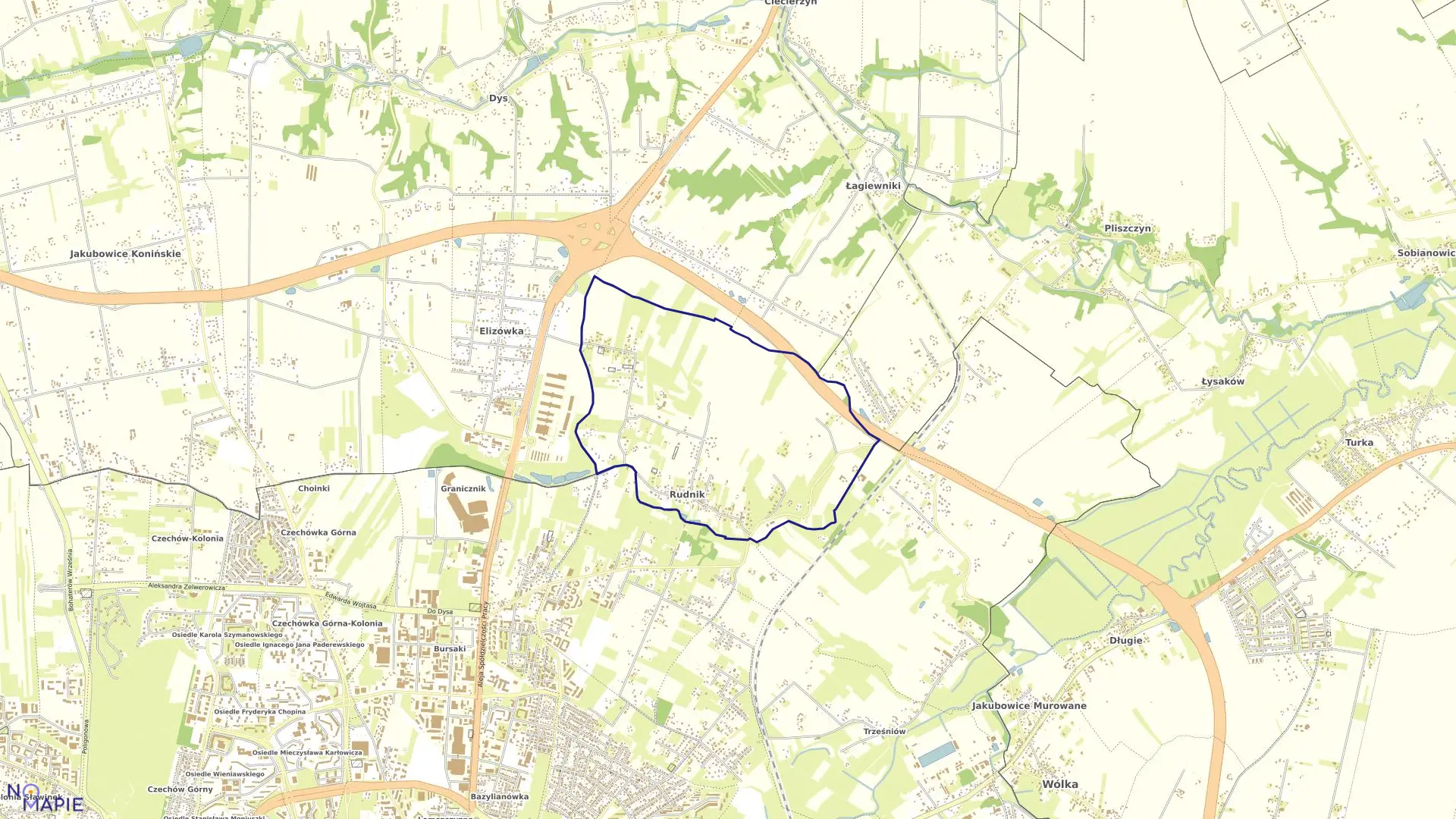 Mapa obrębu RUDNIK w gminie Wólka
