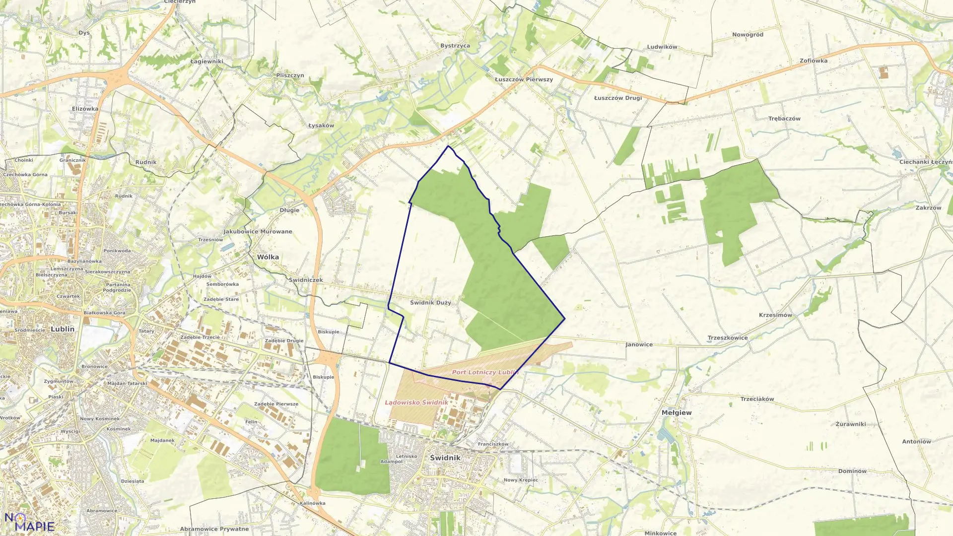 Mapa obrębu ŚWIDNIK DUŻY w gminie Wólka